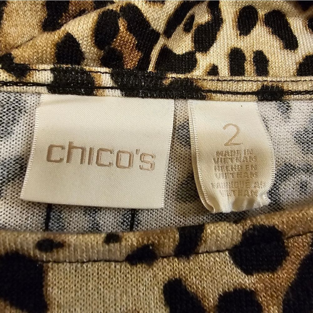 CHICO'S Leopard High Low Tunic Top - Size 2 - Picture 6 of 7